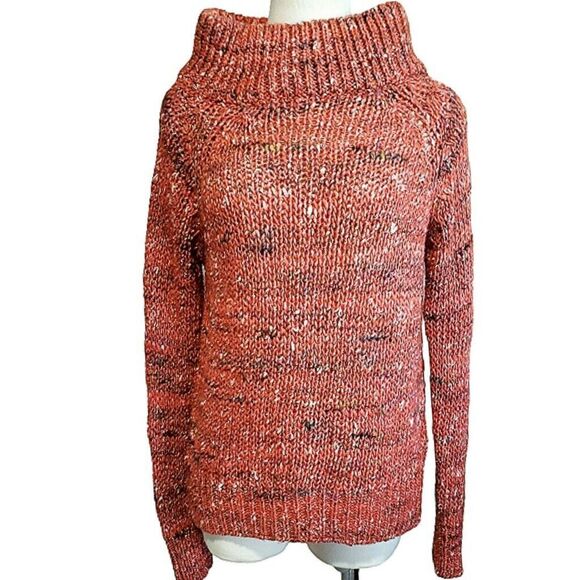 Anthropologie Sweaters - Anthropologie MOTH Sweater Womens M Orange Marbled  Mock Neck Wool Alpaca Silk